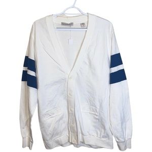 White Varsity Cardigan